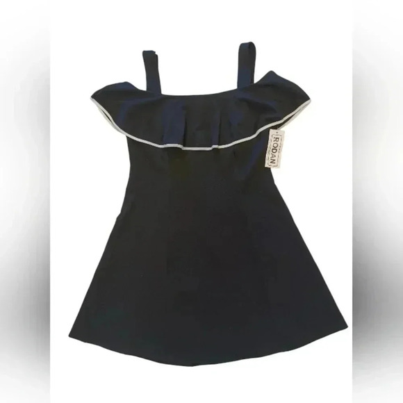 Rodan NWT Midi  Cold Shoulder Black And White Dress Size XXL - Picture 6 of 8